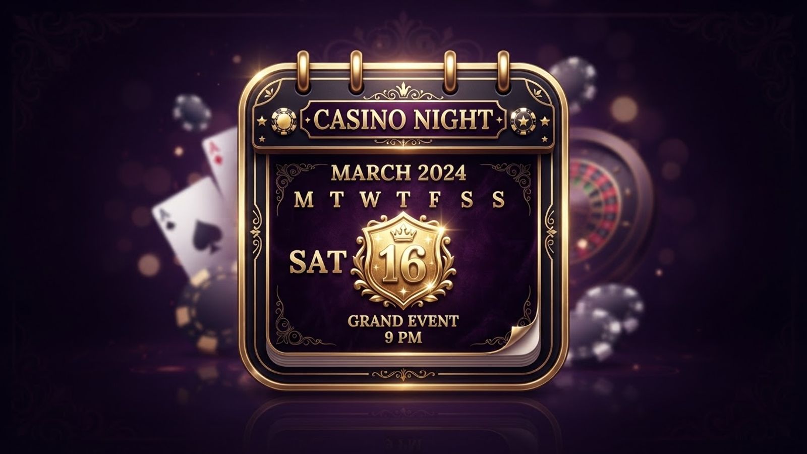 Calendario de casino con el periodo de validez del bono