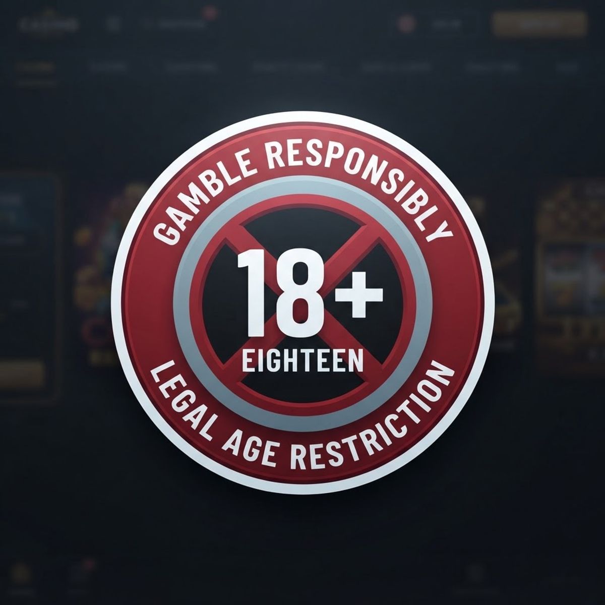 Insignia circular de restricción de edad para mayores de 18 años