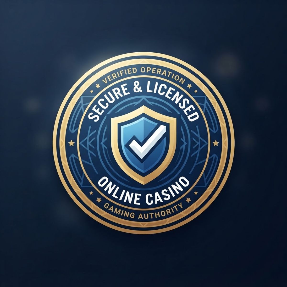 Insignia circular de escudo de seguridad con marca de verificación